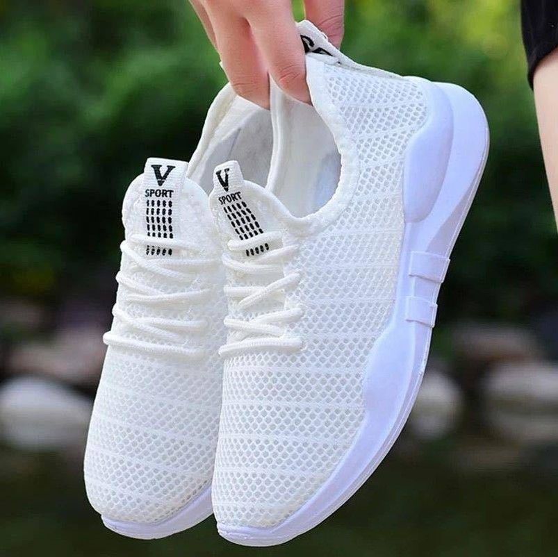 Sports Sneakers - Female And Girls Outdoor Casual Gym Shoes - White