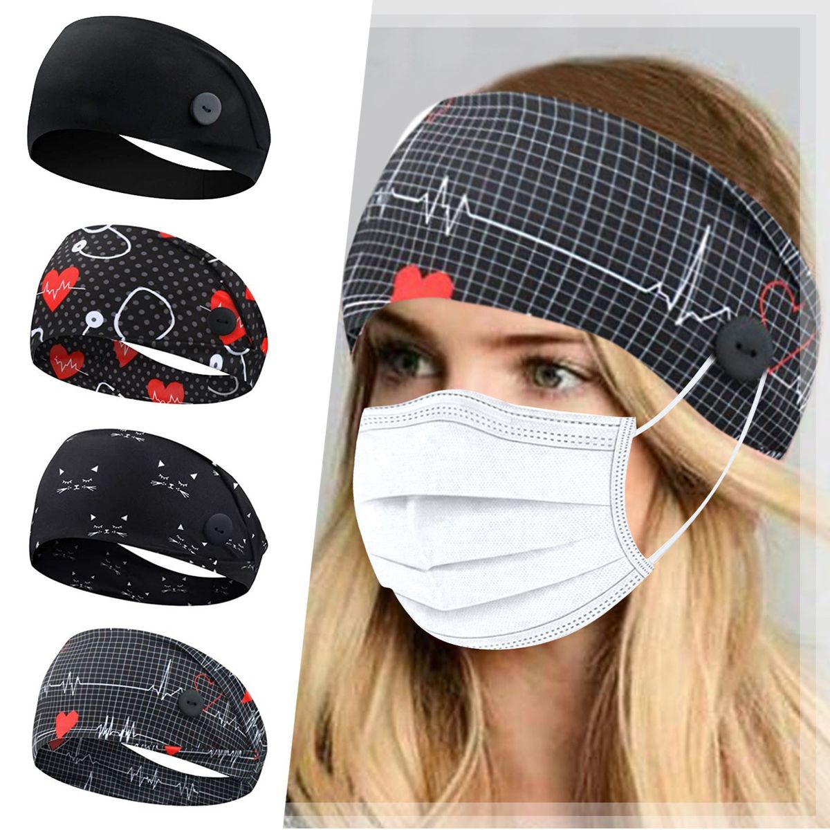 Stretch Wrap Women Bands Elastic Sports Headwear Headbands Cotton Turban Headpiece Hair Turban Wide Head Fitness & Yoga-B