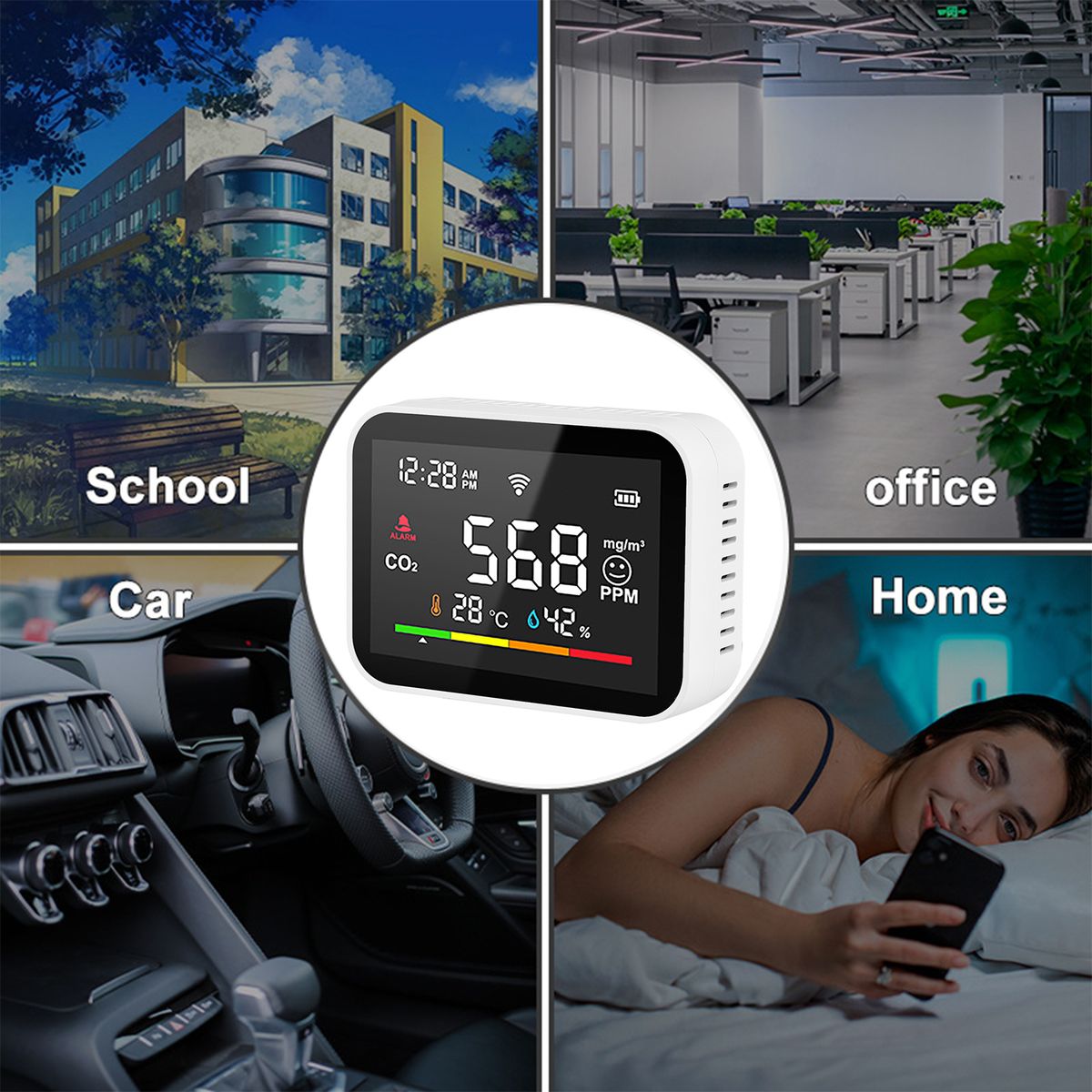 WiFi Smart CO2 Detector Portable Air Quality Monitor CO2