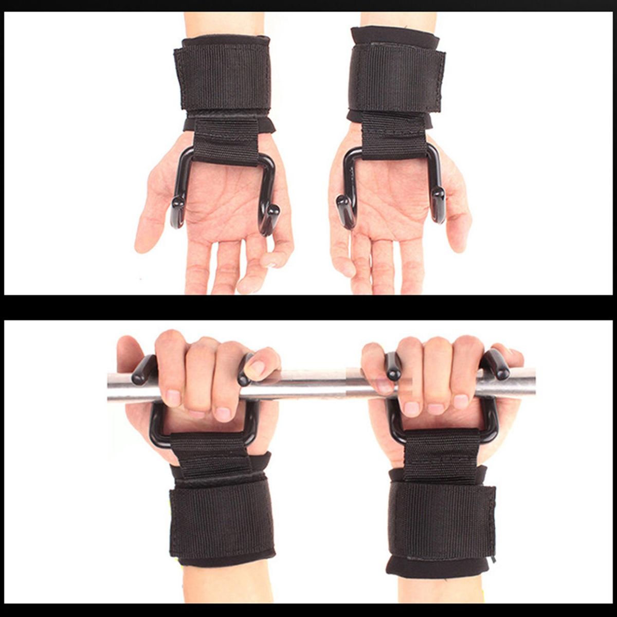 1 Pair Power Lifting Wrist Bracer Weightlifting Hook Hand-Bar Wrist Strap
