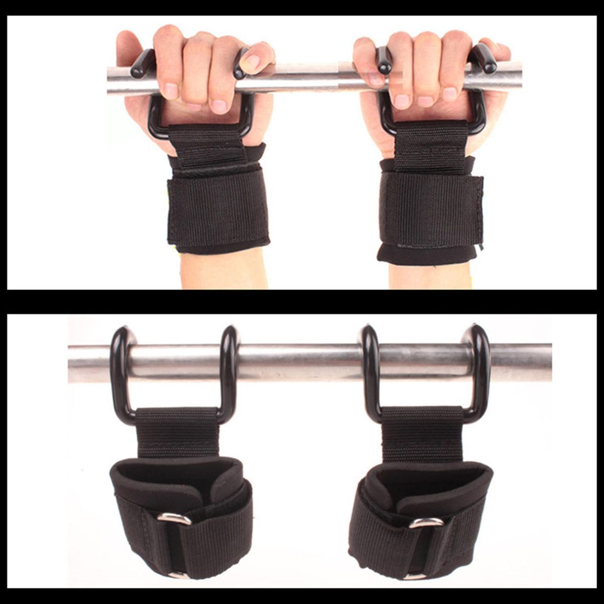 1 Pair Power Lifting Wrist Bracer Weightlifting Hook Hand-Bar Wrist Strap