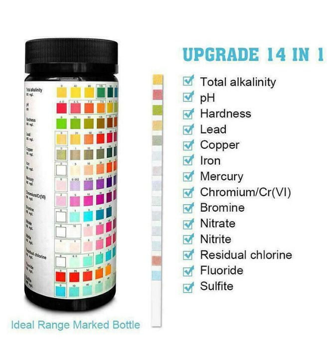 50pcs 14 In 1 Water Quality Test - PH Test Strips