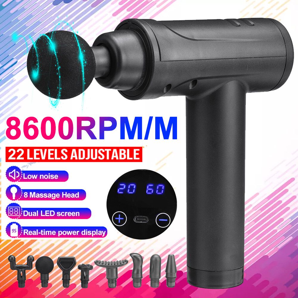 8 Heads LCD Massage Tool Percussion Massager Muscle Relaxing Deep Tissue Training Type 2
