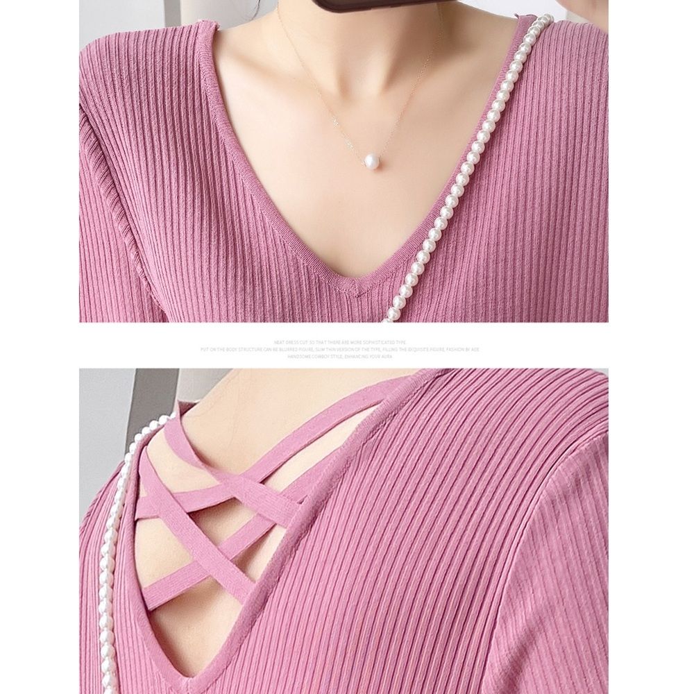 Knitted Ice Silk Backless Maternity Dress