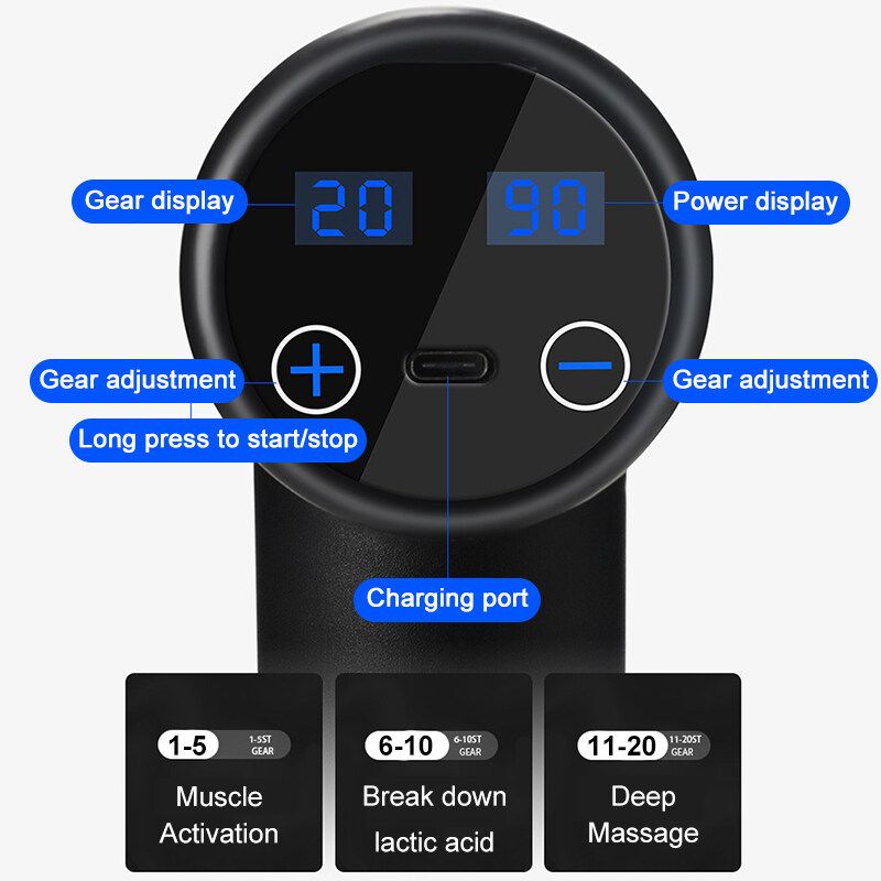 8 Heads LCD Massage Tool Percussion Massager Muscle Relaxing Deep Tissue Training Type 1