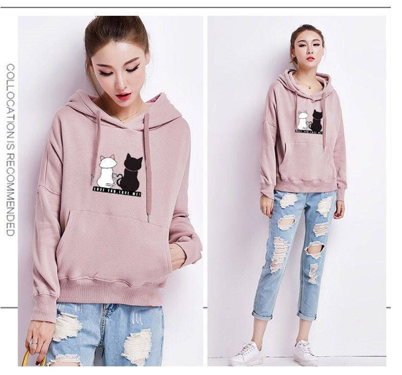 Women Autumn Winter Casual Hooded Sweatshirt