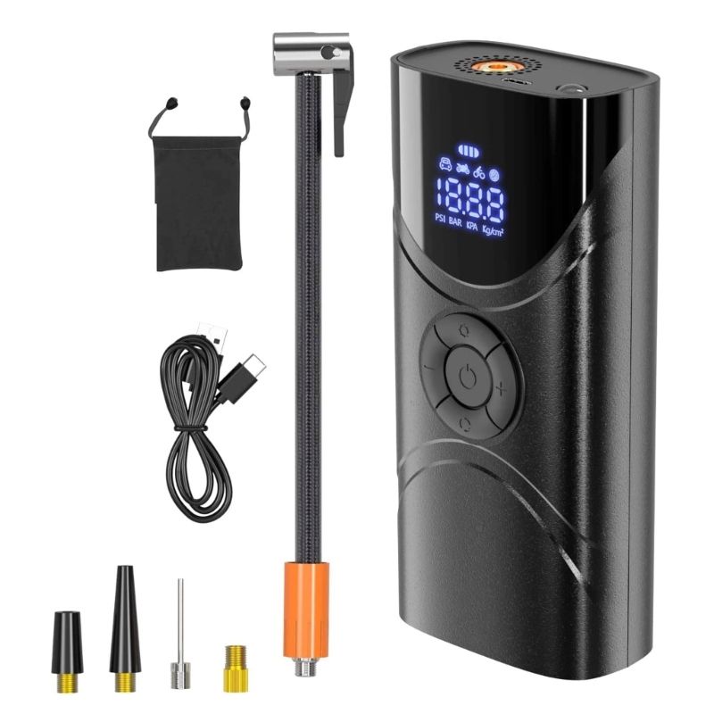 LED Digital Smart-Display Pressure Gauge Tire Inflator Multi-functional Car Electric Pump Portable