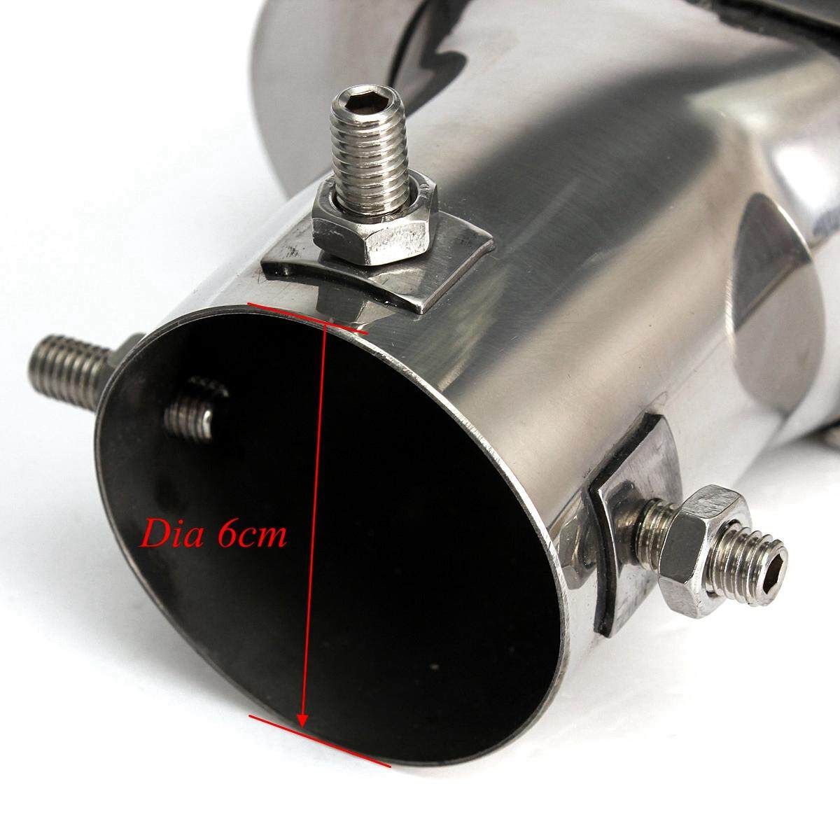 60MM Blue Universal Twin Double Exhaust Muffler Pipe Tail Tips Stainless Steel