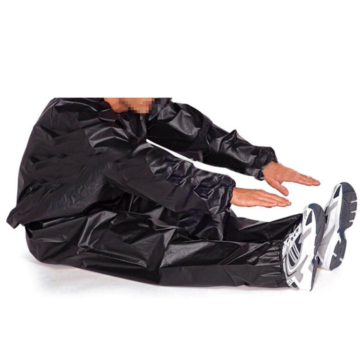 2PCS Fitness Loss Weight Sweat Suit Sauna Suit Exercise Gym Size 3XL Black