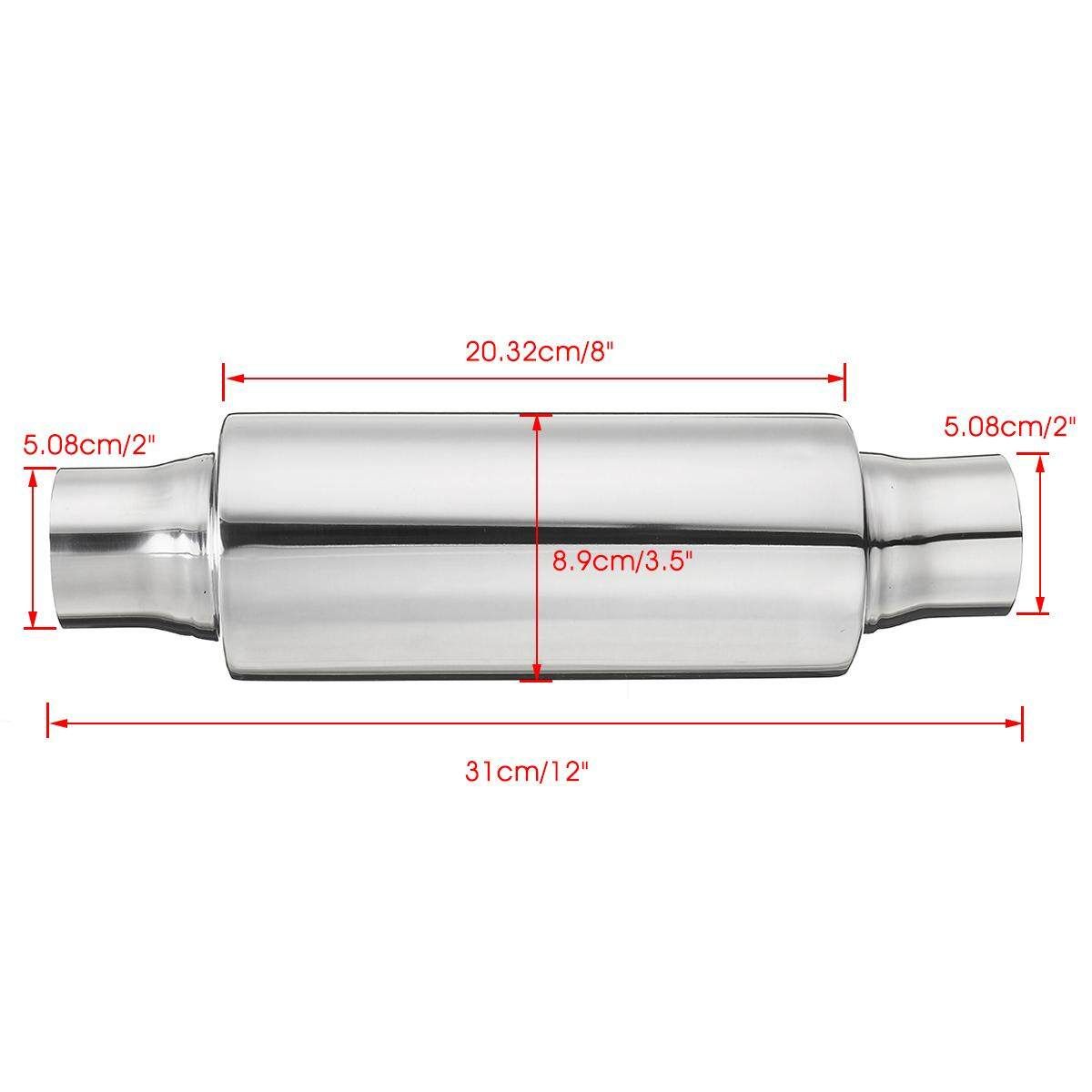 2" Inlet/Outlet Performance Muffler Exhaust / Resonator 12" Inch Overall