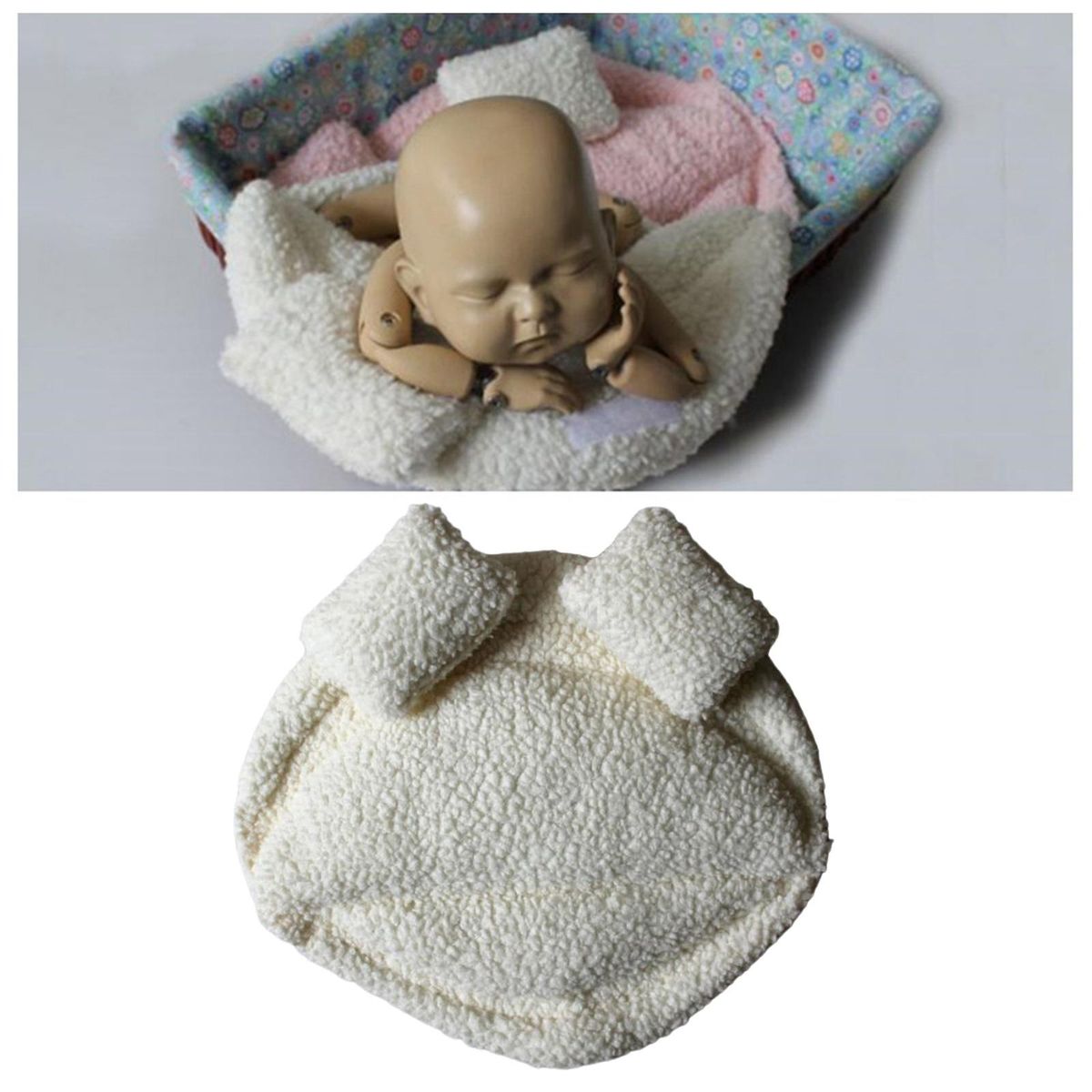 Newborn Photography Props Basket Filler Background Blanket White