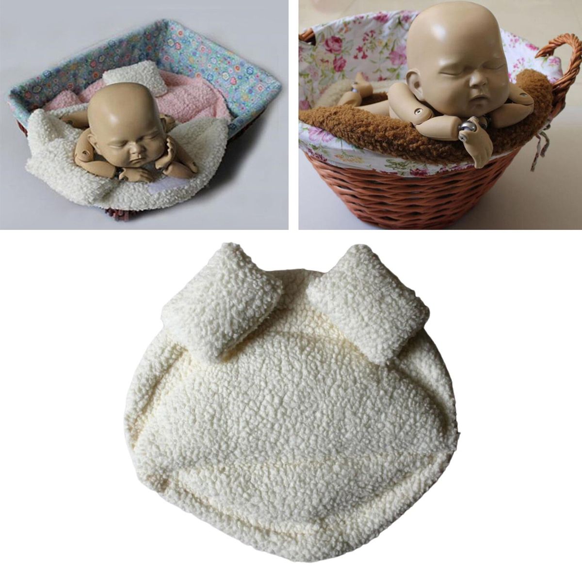 Newborn Photography Props Basket Filler Background Blanket White