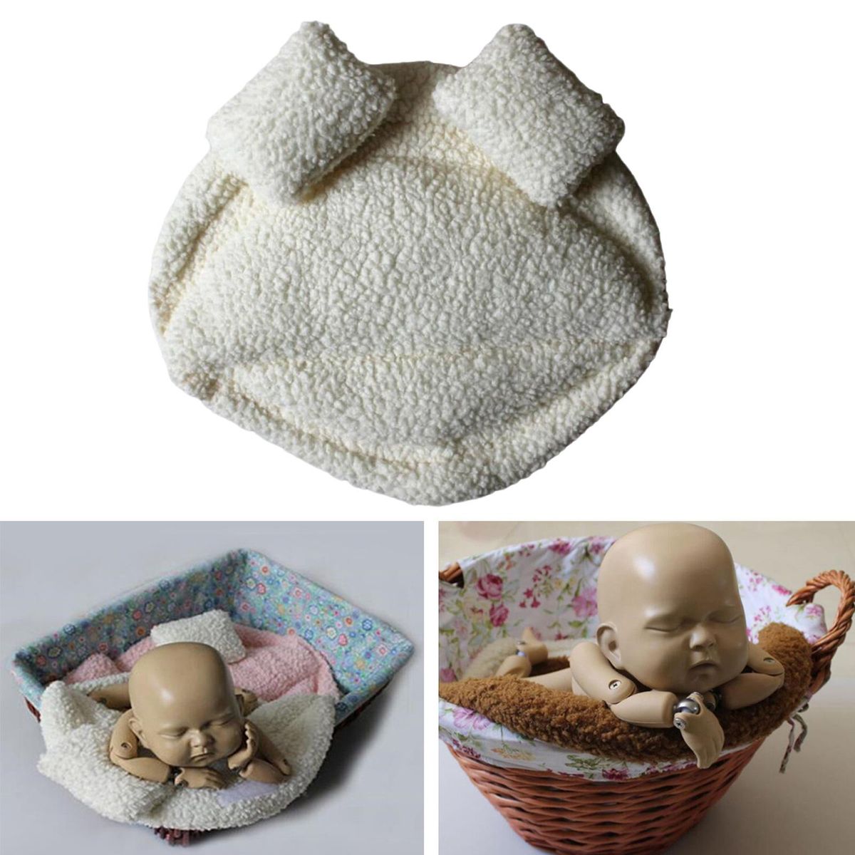 Newborn Photography Props Basket Filler Background Blanket White