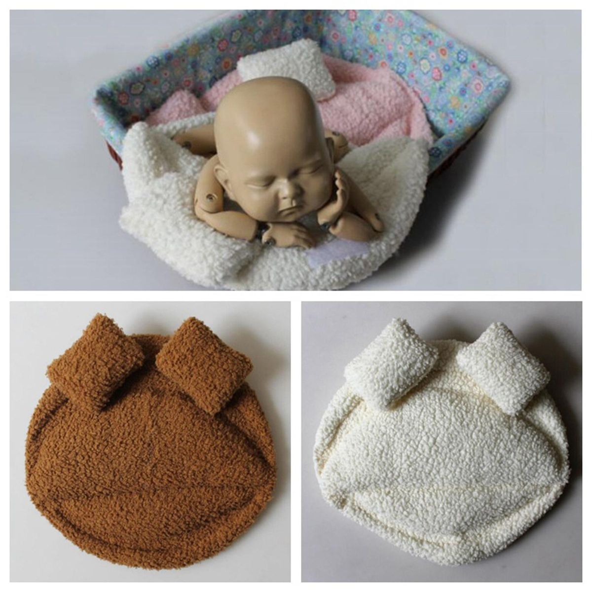 Newborn Photography Props Basket Filler Background Blanket White