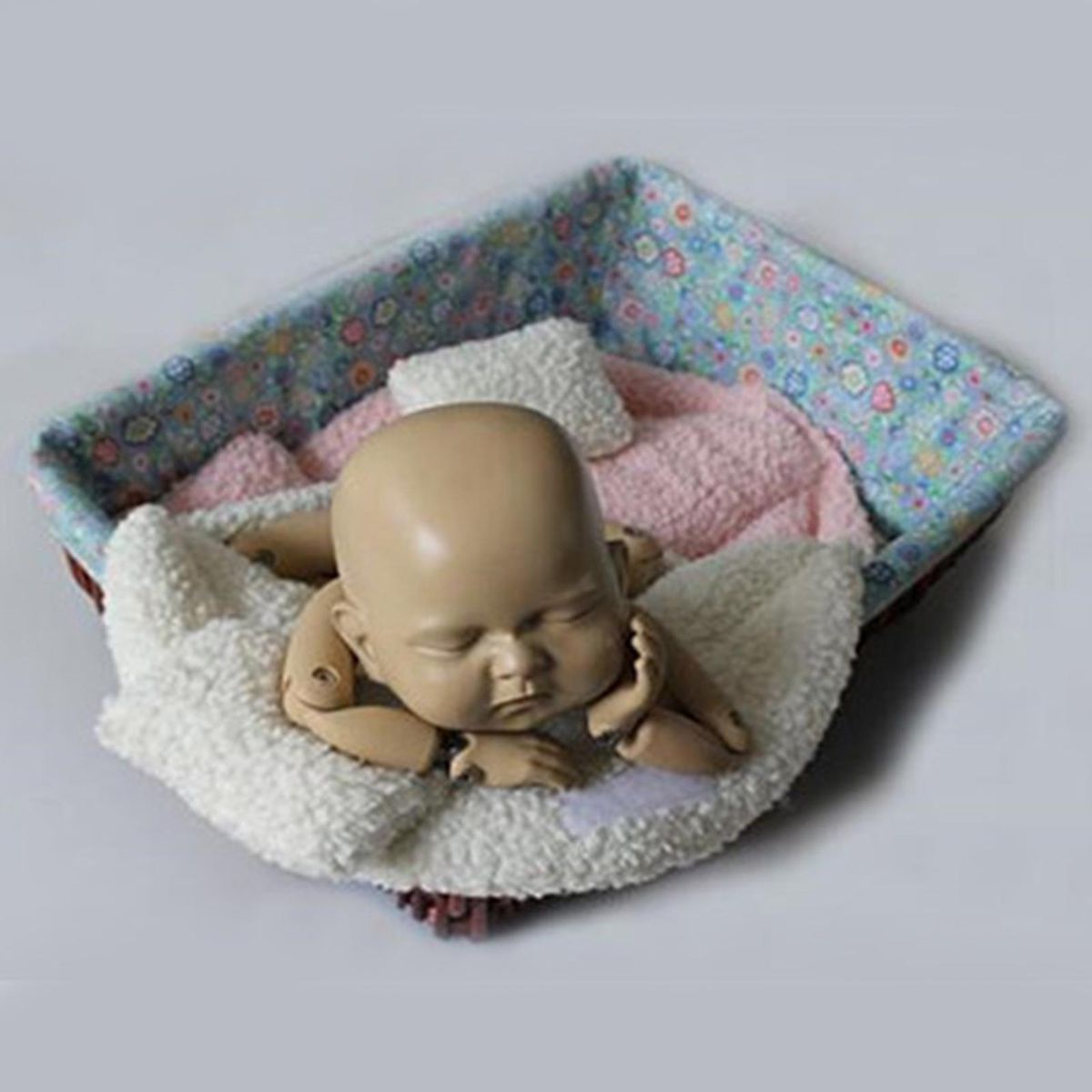 Newborn Photography Props Basket Filler Background Blanket White