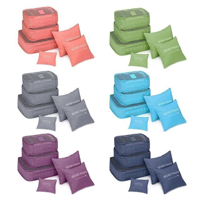 6 P S/Set Square Travel Luggage Storage Bags  Lothes Organizer Pou H  Ase-Watermelon Red