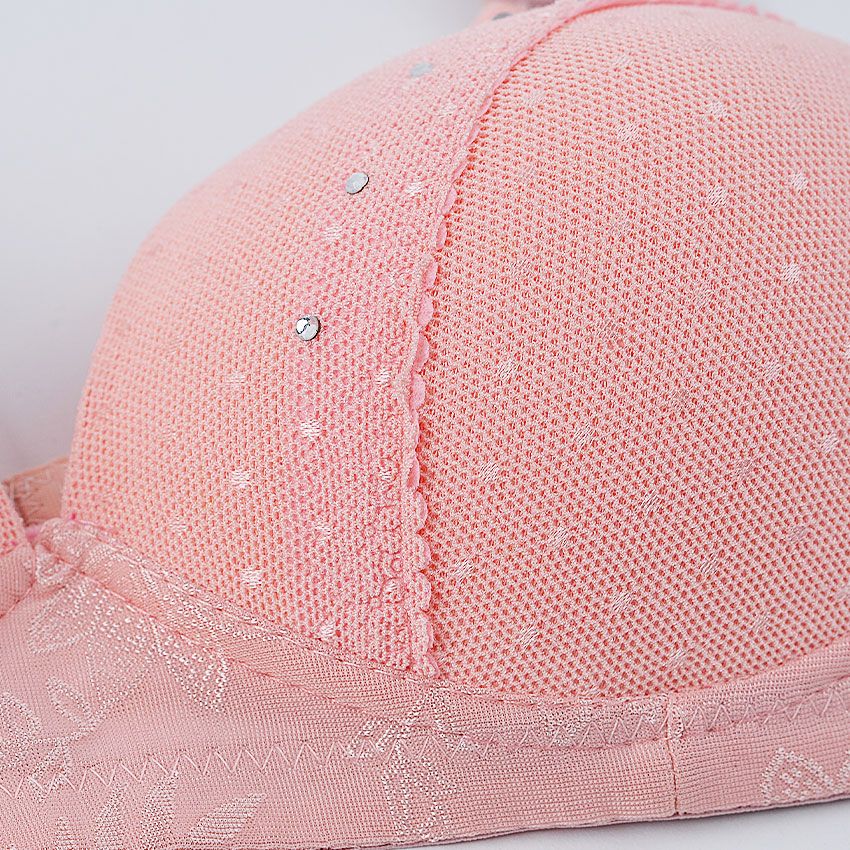 Chuns Women Lace Embroidered Sexy Padded Bra - Pink