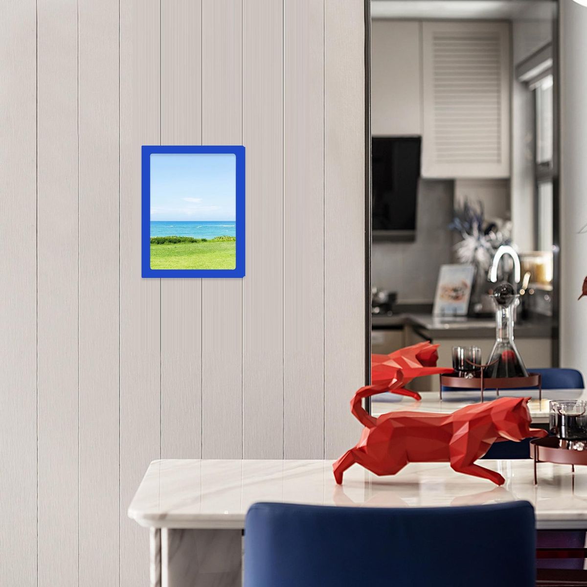 2Pcs Magnetic Picture Frame Magnetic Photo Display Frame Ornament Blue
