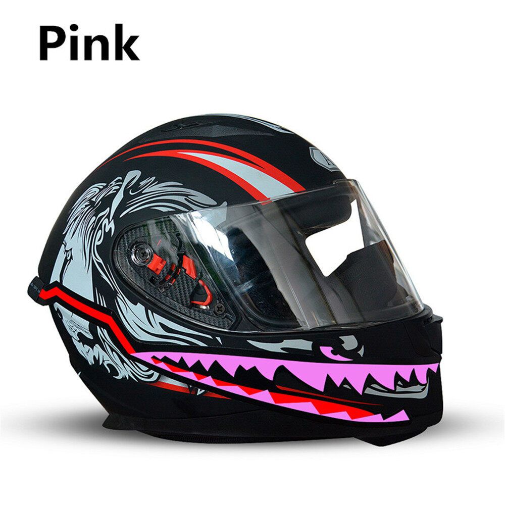A Pair Of Motorcycle Shark Mouth Light Strip LED Night Signal Lights Luminous Bar Durable Flashing Stripe Pink