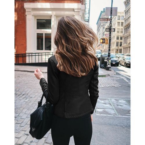 Women Coat Jacket Ladies Zipper Blazers Motorcycle Leather