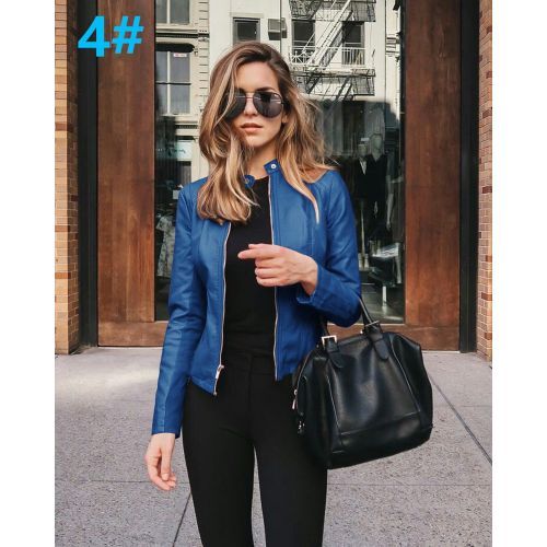 Women Coat Jacket Ladies Zipper Blazers Motorcycle Leather