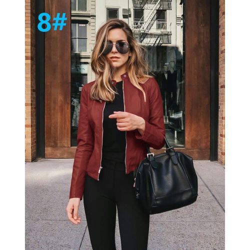 Women Coat Jacket Ladies Zipper Blazers Motorcycle Leather