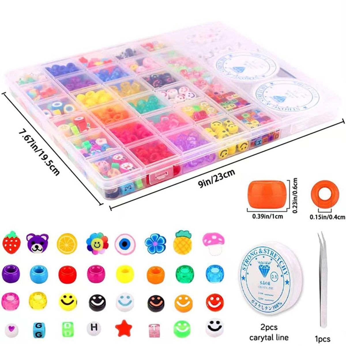 Bead Bracelet Making Kit with Mixed Color Animal Fruit Flower Letter Beads for Jewelry Making Handmade DIY Bracelet Necklace