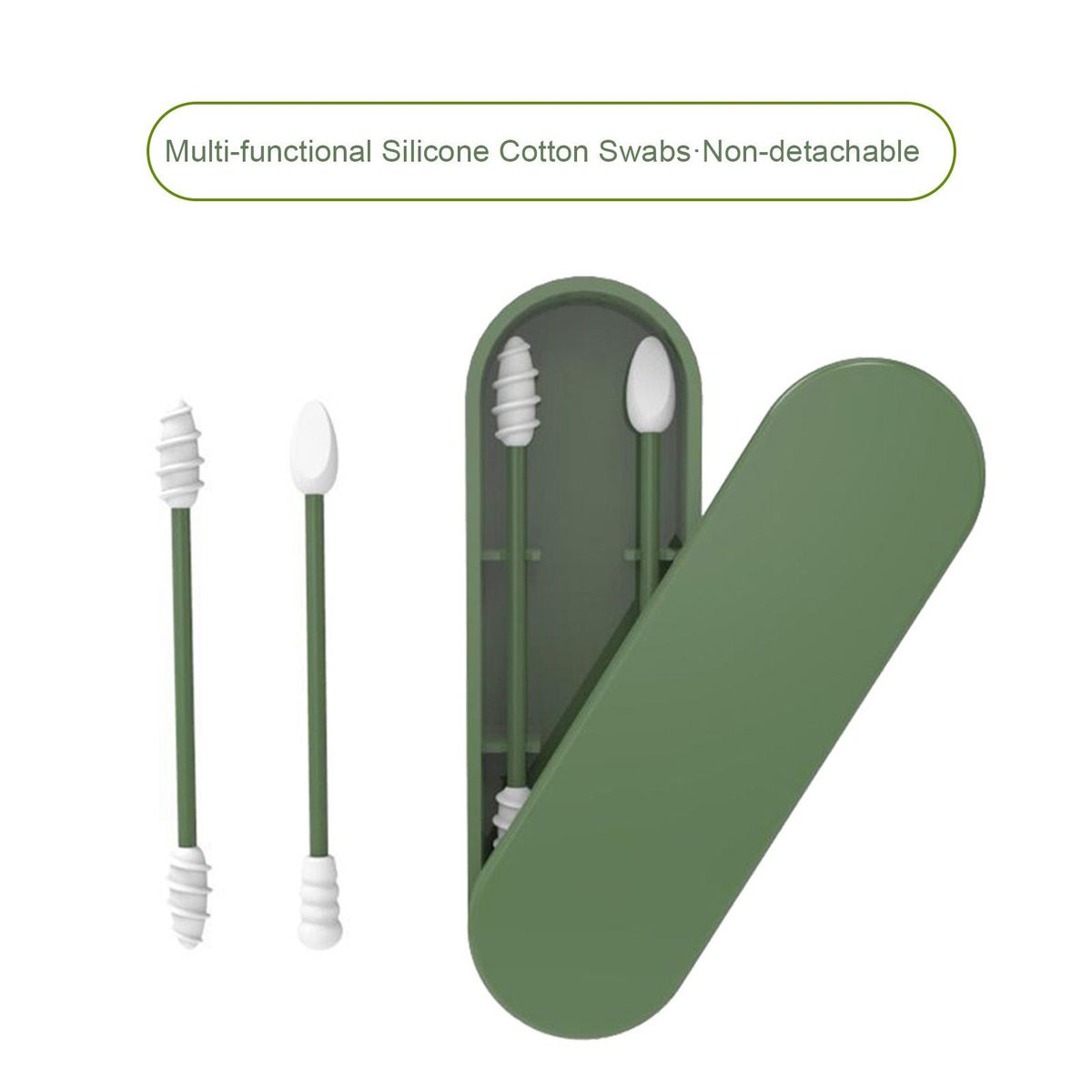 Silicone Cotton Swabs Stick Reusable Portable and Cleanable Ear Cotton Swabs for Ear Cleaning Makeup 2Pcs