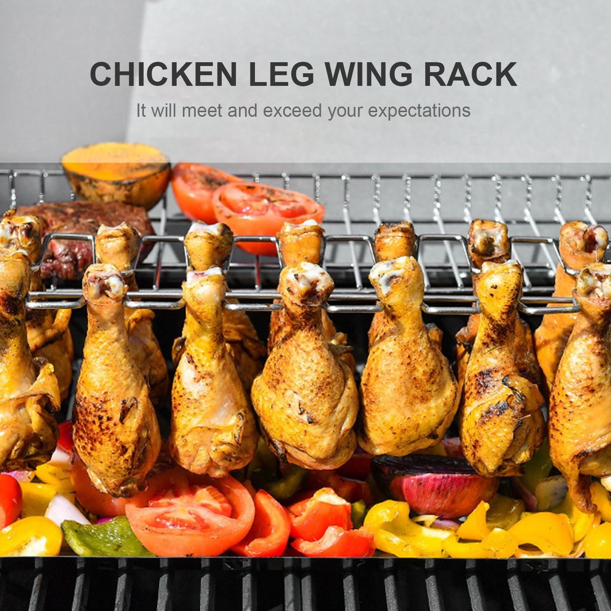 Chicken Leg Wing Rack 14 Slots Stainless Steel Metal Roaster