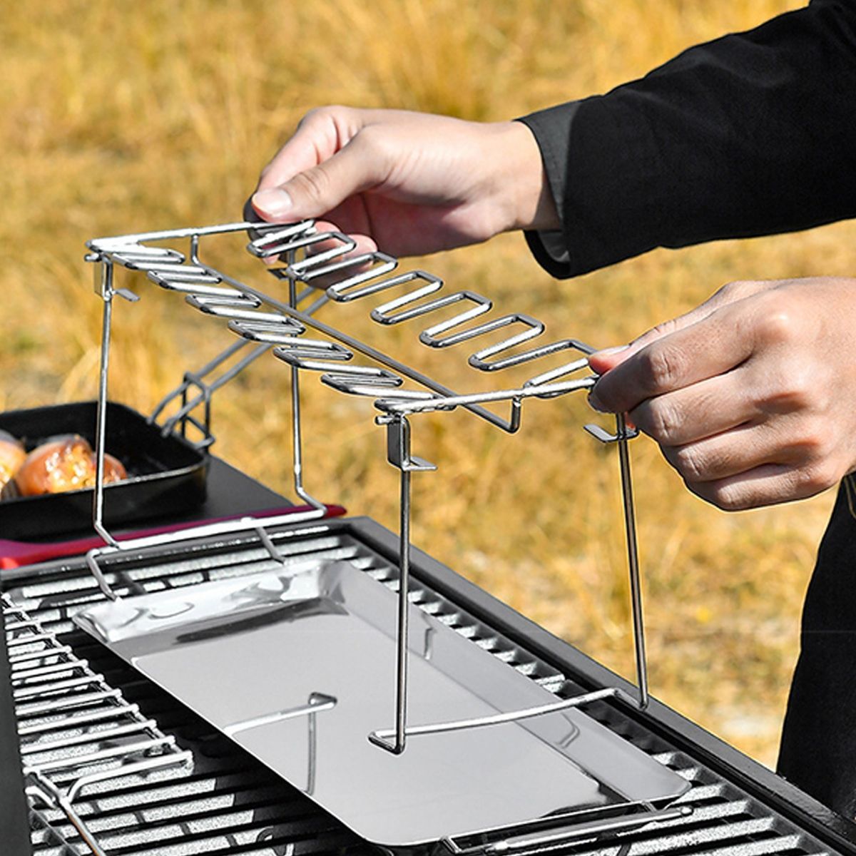 Chicken Leg Wing Rack 14 Slots Stainless Steel Metal Roaster