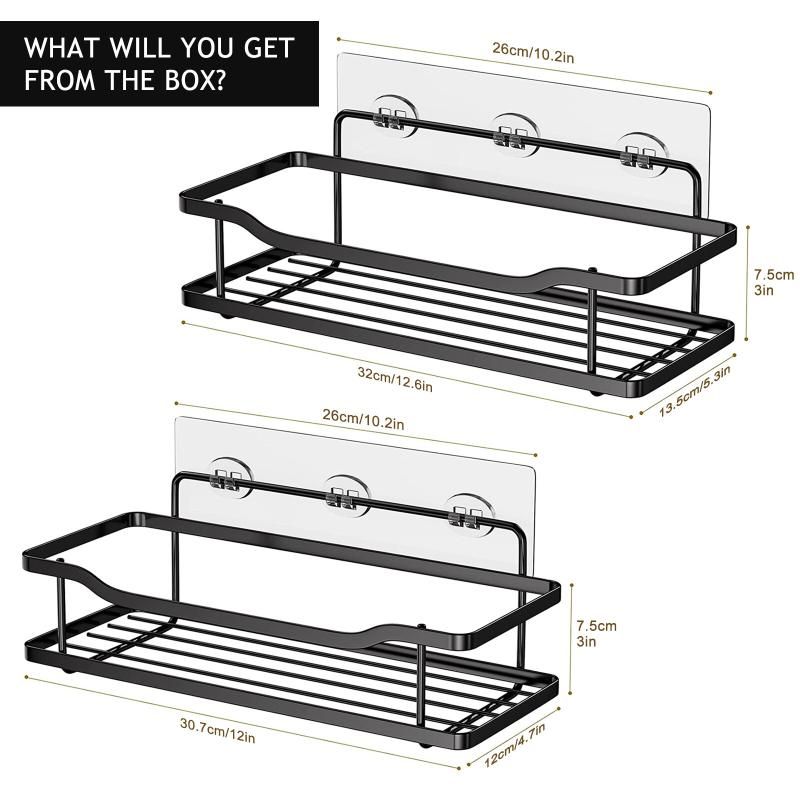2pcs Punch-Free Iron Storage Rack Toilet Toiletries Rack (Bl