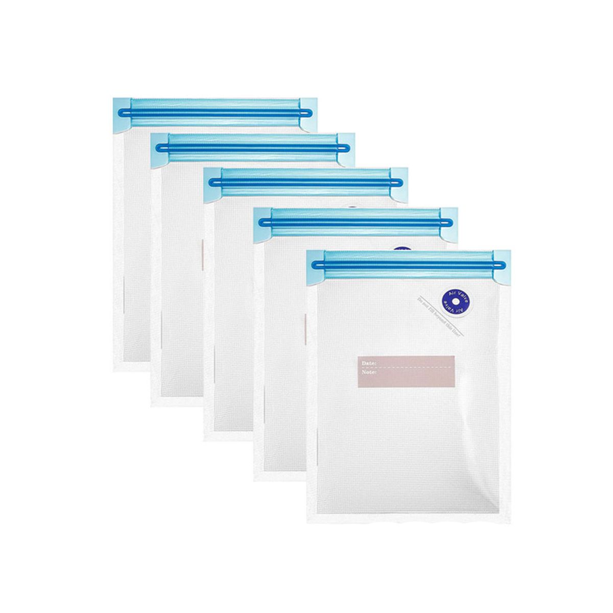 5PCS Reusable Vacuum Food Storage Zipper Bags for Electric Handheld Vacuum Pump30 X 34 CM