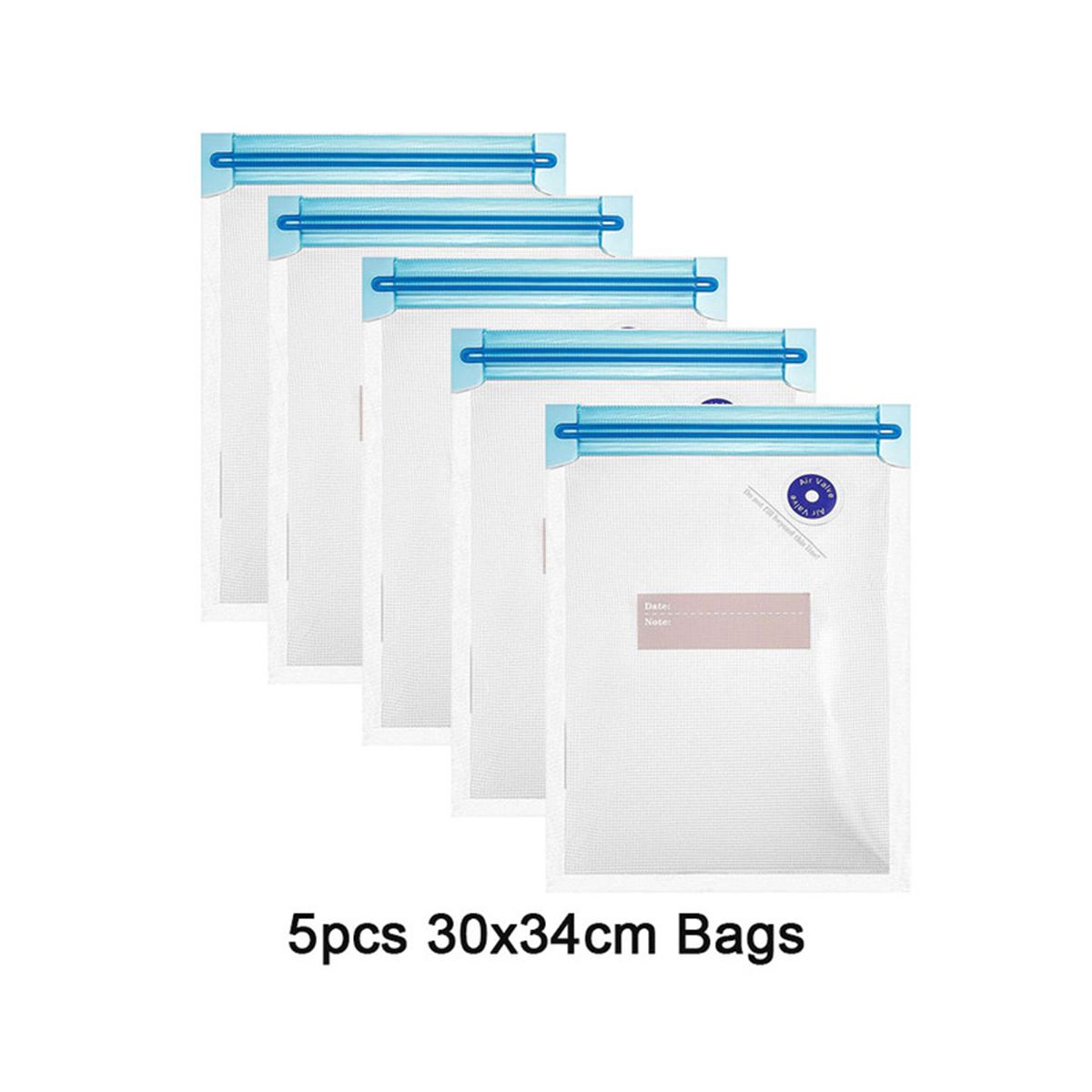 5PCS Reusable Vacuum Food Storage Zipper Bags for Electric Handheld Vacuum Pump30 X 34 CM