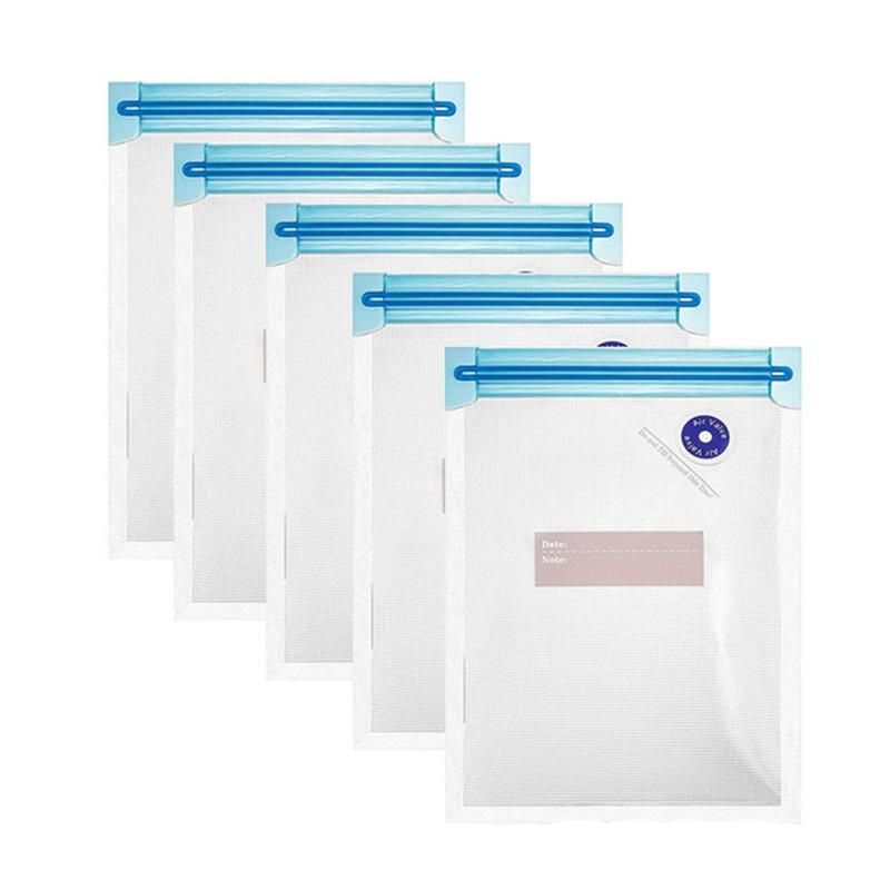 5PCS Reusable Vacuum Food Storage Zipper Bags for Electric Handheld Vacuum Pump30 X 34 CM