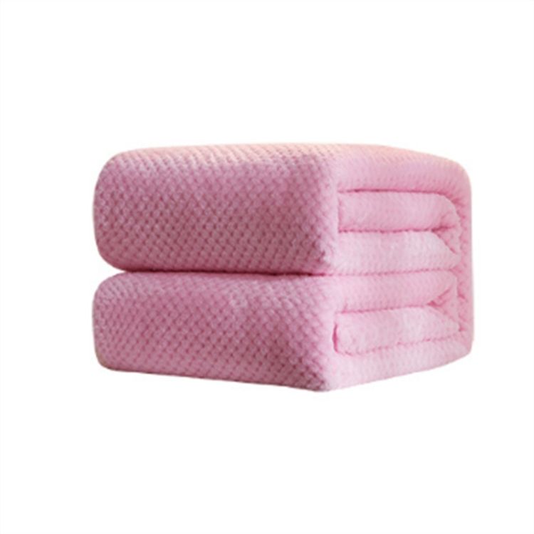 Thicken Solid Color Mesh Pineapple Flannel Blanket