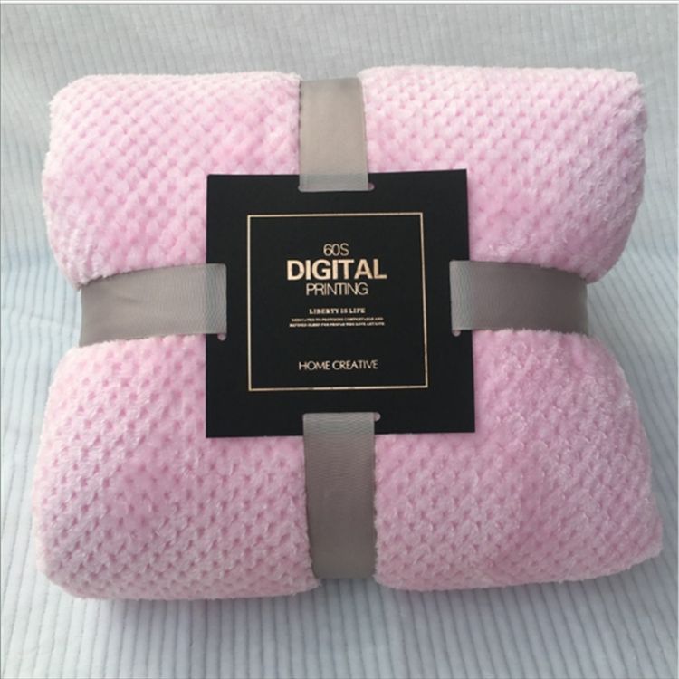 Thicken Solid Color Mesh Pineapple Flannel Blanket