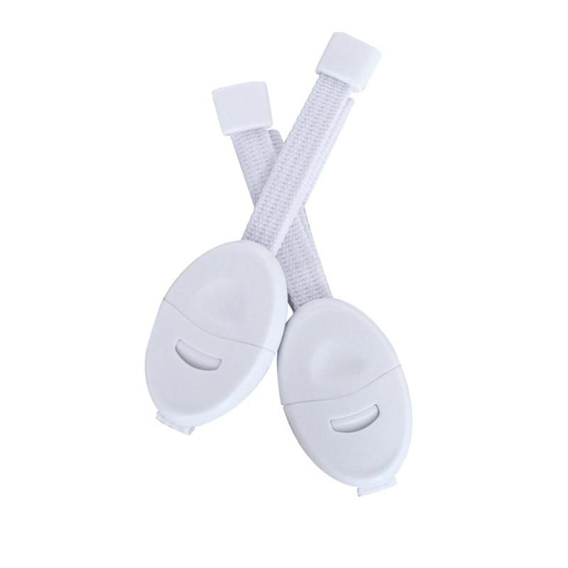 2pcs Baby Drawer Cabinet Cupboard Safety Locks Straps Plastic Kids Refrigerator Closet Door Handle