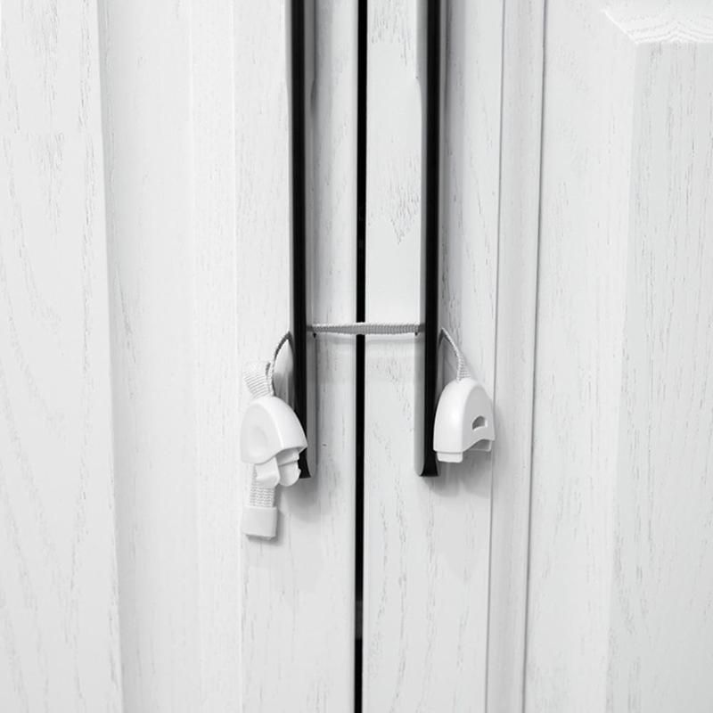 2pcs Baby Drawer Cabinet Cupboard Safety Locks Straps Plastic Kids Refrigerator Closet Door Handle