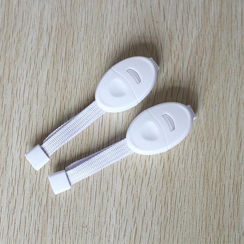 2pcs Baby Drawer Cabinet Cupboard Safety Locks Straps Plastic Kids Refrigerator Closet Door Handle