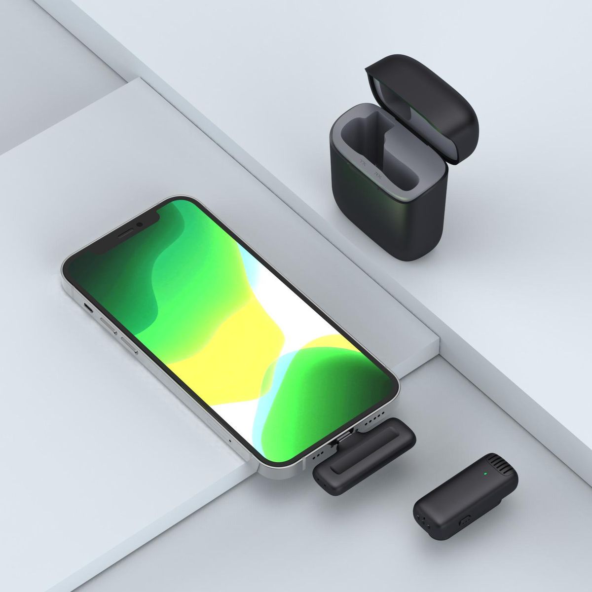 Charging Case Wireless Lavalier Microphone for iPhone iPad USB C Android