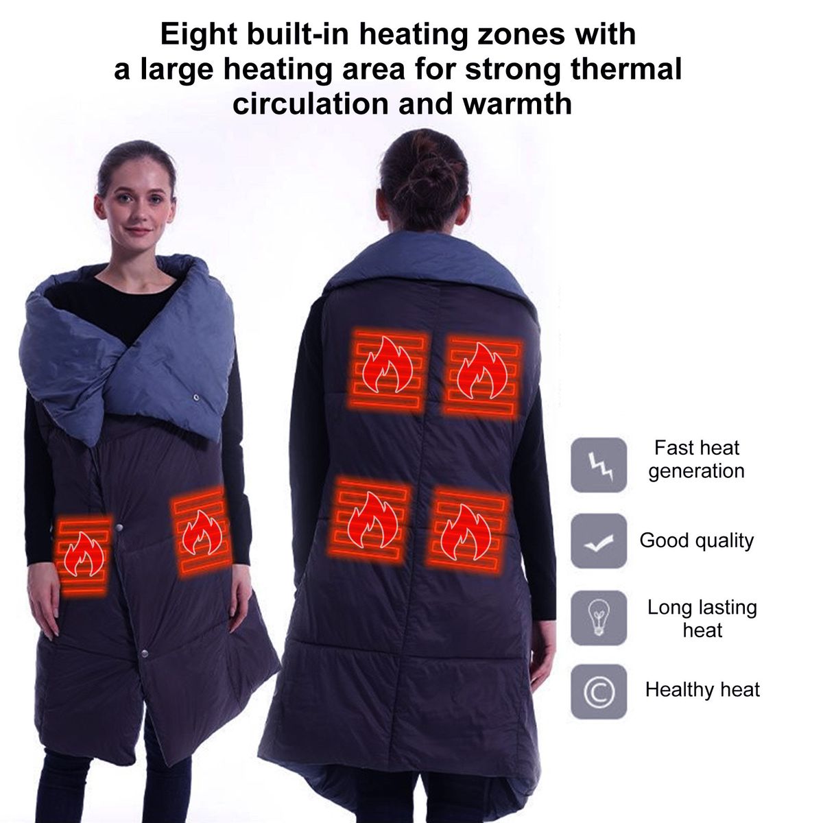 Wearable Heated Waistcoat Winter Warmth Office Heated