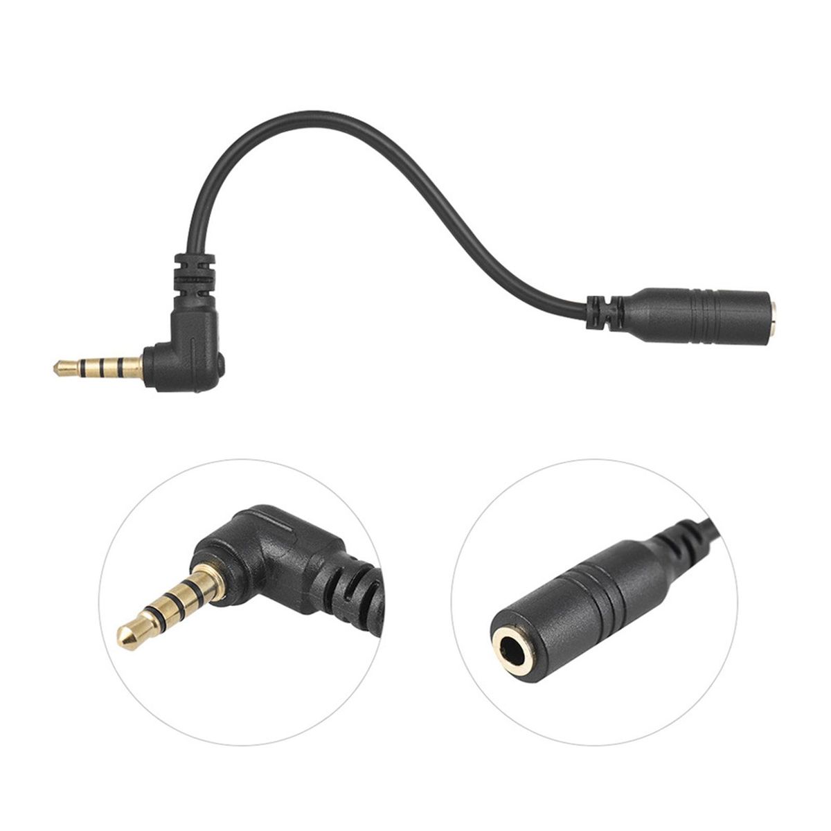 3.5mm 3 Pole TRS Female To 4 Pole TRRS Male Converter For Camera