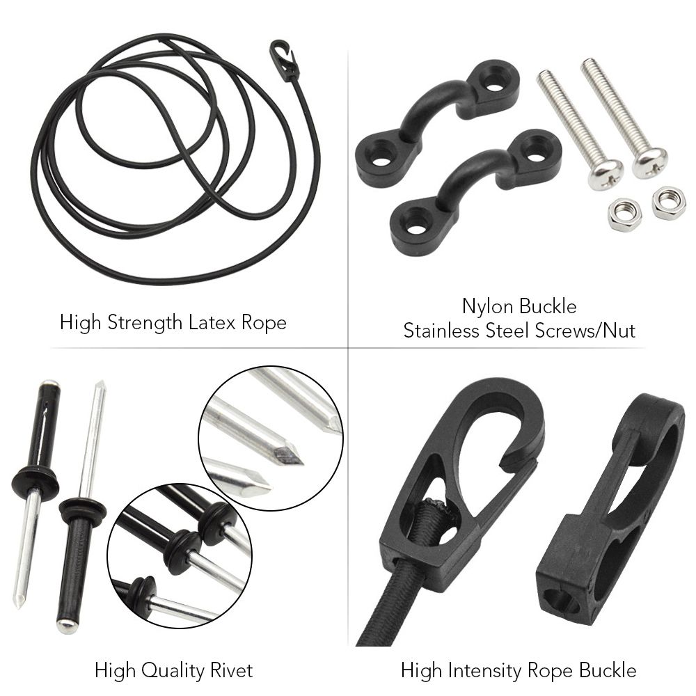 Kayak Pad Eyes With Elastic Bungee Cord Rope 8 Feet Bungee