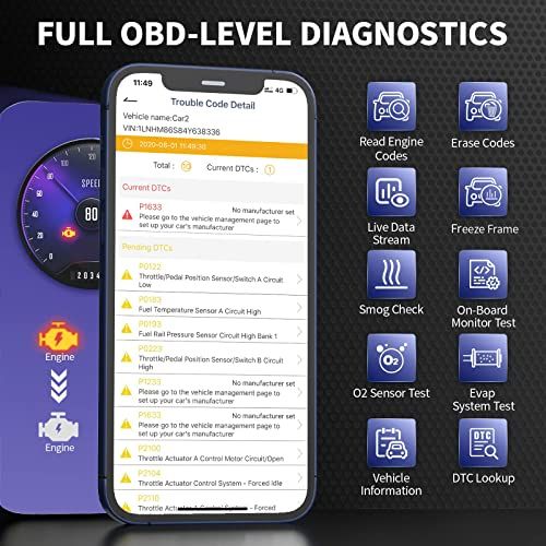 Ancel BD200 Professional Bluetooth 50 OBD2 Scanner  Car Batt