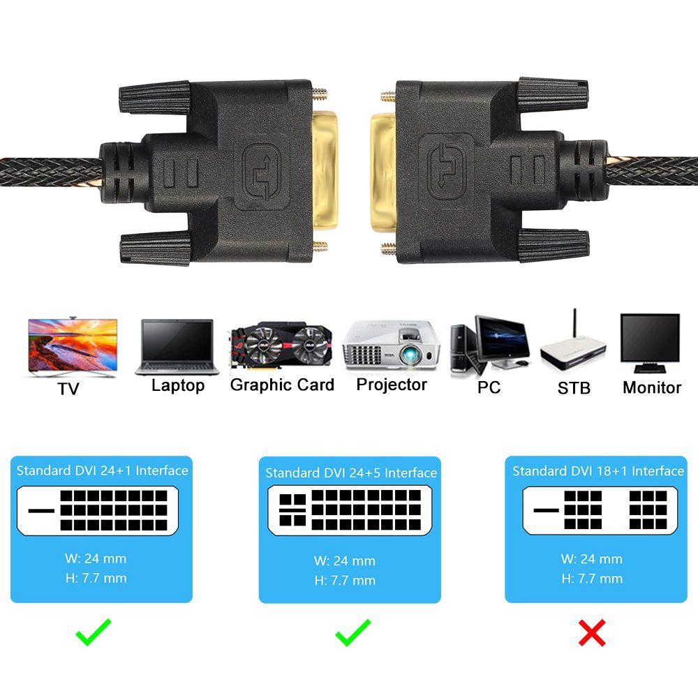 DVI 24 + 1 Pin Male To DVI 24 + 1 Pin Male Grid Adapter