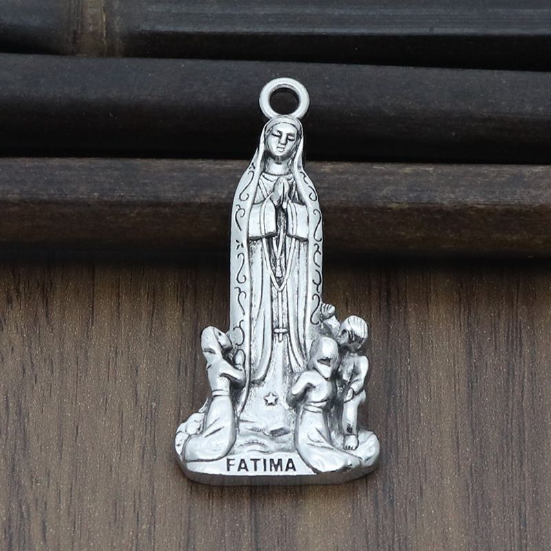 Sliver Holy Maryima Statue Keychain Pendant Catholic Rose