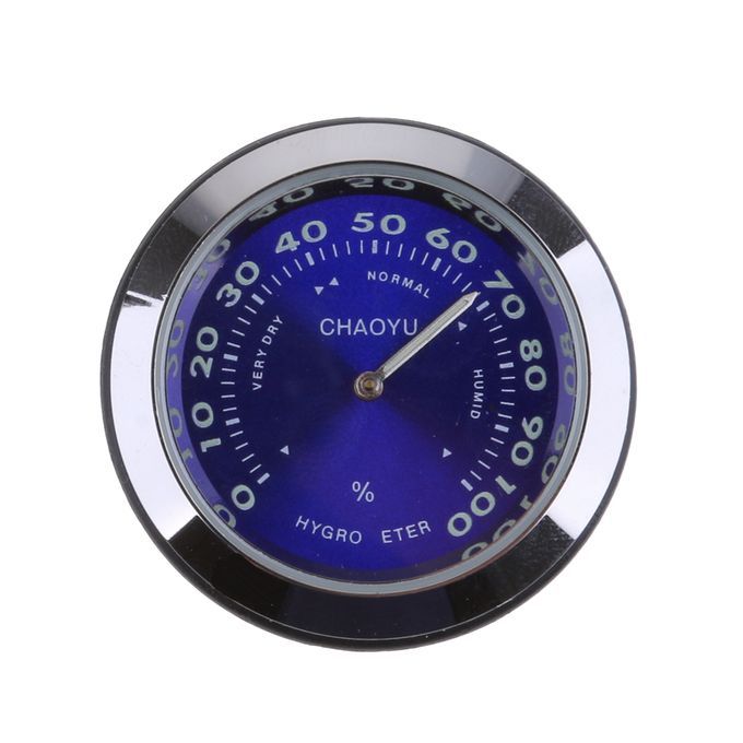 Car Dashboard Small Round Decoration Hygrometer Clock For Home Blue
