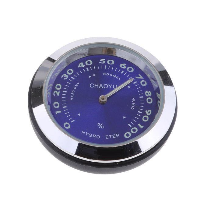 Car Dashboard Small Round Decoration Hygrometer Clock For Home Blue