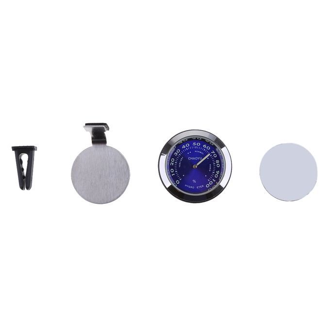 Car Dashboard Small Round Decoration Hygrometer Clock For Home Blue