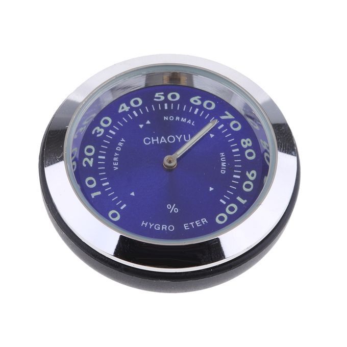 Car Dashboard Small Round Decoration Hygrometer Clock For Home Blue